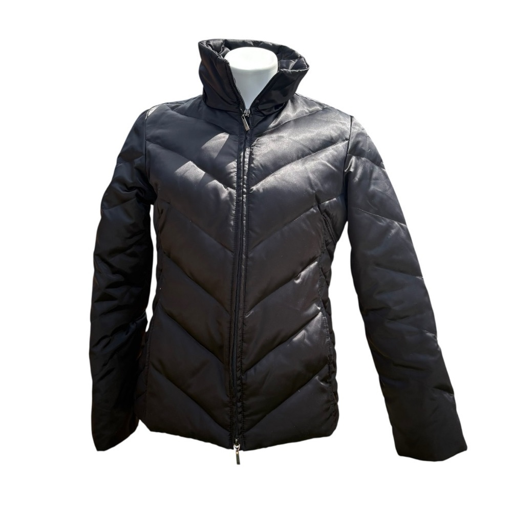 Kenneth Cole Reaction Black Puffer Jacket Women’s Small Quilted Down Fill - Picture 1 of 10